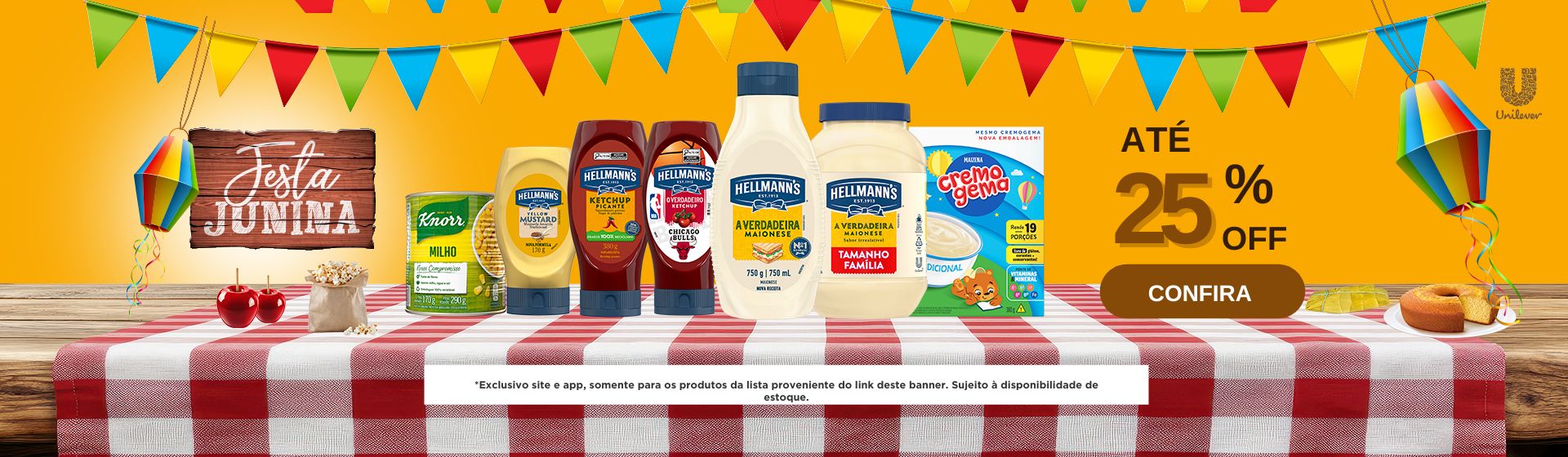 Unilever alimentos 25% até 15/06